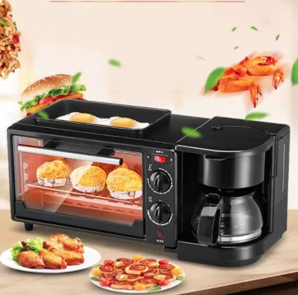 Multifunktionale 3-in-1 Frühstücks-Morgenstation – Kaffeemaschine, Toaster & Grill in einem Gerät