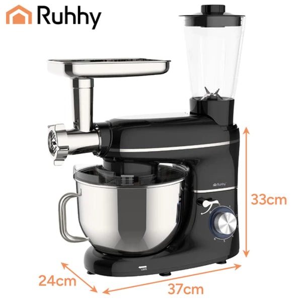 Ruhhy Planeten-Küchenmaschine mit Mixer • 2200 W • 6,2 L Edelstahlschüssel • 6 Geschwindigkeiten + PULSE