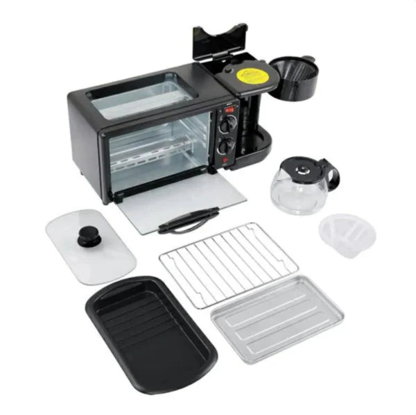 Multifunktionale 3-in-1 Frühstücks-Morgenstation – Kaffeemaschine, Toaster & Grill in einem Gerät