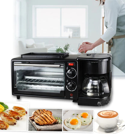 Multifunktionale 3-in-1 Frühstücks-Morgenstation – Kaffeemaschine, Toaster & Grill in einem Gerät