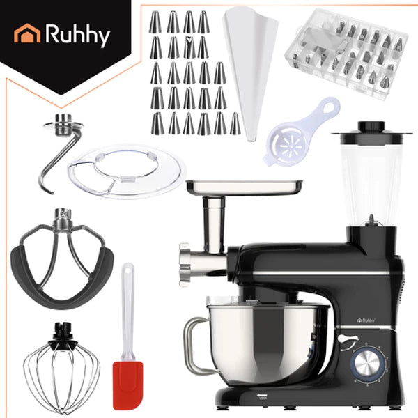Ruhhy Planeten-Küchenmaschine mit Mixer • 2200 W • 6,2 L Edelstahlschüssel • 6 Geschwindigkeiten + PULSE