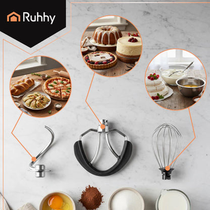 Ruhhy Planeten-Küchenmaschine mit Mixer • 2200 W • 6,2 L Edelstahlschüssel • 6 Geschwindigkeiten + PULSE