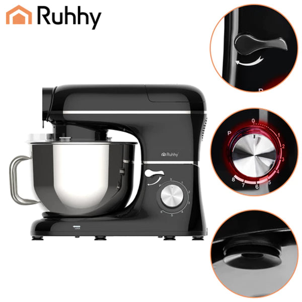 Ruhhy Planeten-Küchenmaschine mit Mixer • 2200 W • 6,2 L Edelstahlschüssel • 6 Geschwindigkeiten + PULSE