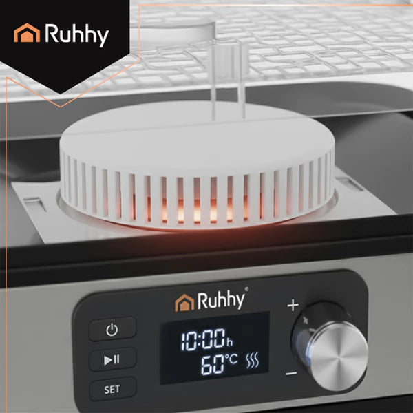 Ruhhy Dörrgerät – 400 W Lebensmittel-Dörrautomat mit 5 Tabletts, Timer & Temperaturregelung (10 L)