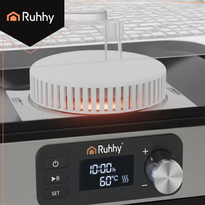 Ruhhy Dörrgerät – 400 W Lebensmittel-Dörrautomat mit 5 Tabletts, Timer & Temperaturregelung (10 L)