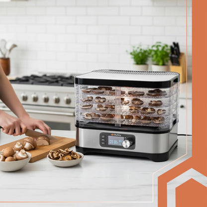 Ruhhy Dörrgerät – 400 W Lebensmittel-Dörrautomat mit 5 Tabletts, Timer & Temperaturregelung (10 L)